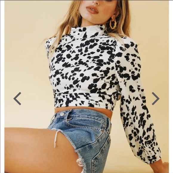 NWT Verge Girl backless tie long sleeve crop - Picture 3 of 13